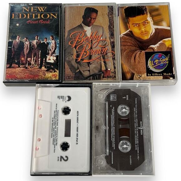 Boyz II Men II New Edition Bobby Brown Al B Sure Keith Sweat R&B Cassette Lot 5 - Picture 1 of 4